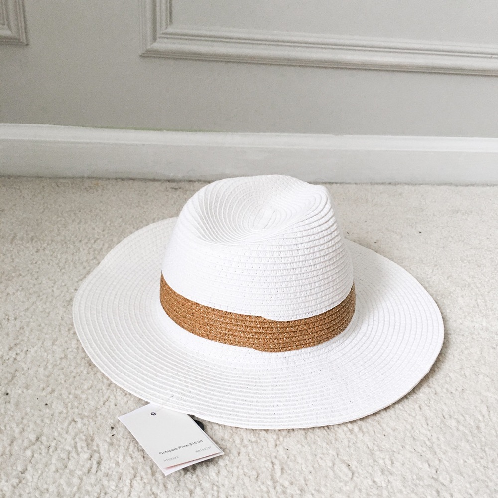 White with Gold Shimmer Trim Fedora Hat